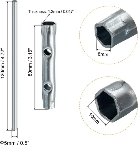 Vista 2 de uxcell Llave de bujía de encendido de 0.315-0.394 in, llave hexagonal de doble extremo, 2 piezas