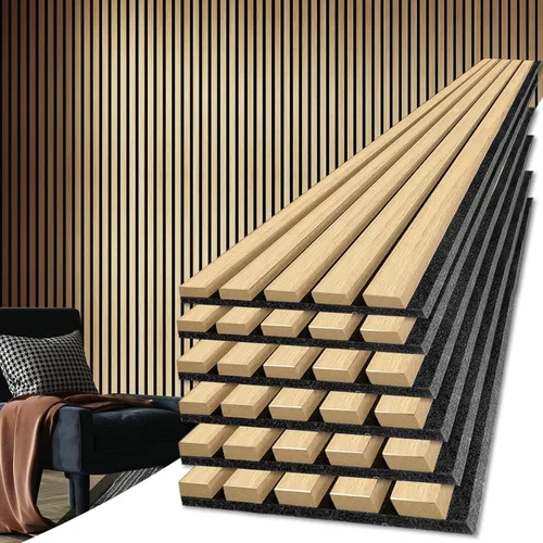 Vista 18 de Art3d - 2 piezas de panel acústico de listones, de 104 x 15.75 pulgadas para pared y techo, panel 3D acanalado absorbente de sonido con acabado