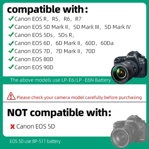 Vista 4 de DR-E6 Acoplador DC LP-E6 LP-E6N Batería ficticia USB-C Cable PD Adaptador Adaptador ACK-E6 Adaptador de corriente CA para cámaras Canon EOS R7 R6 R5