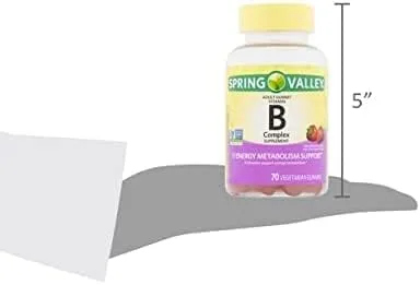 Vista 3 de Spring Valley Suplemento Complejo de Vitamina B Gomitas vegetarianas para adultos, 70 unidades+Better Guide Vitaminas Suplementos