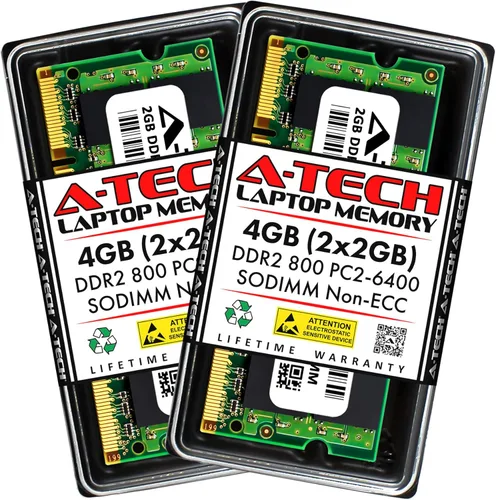 Vista 7 de A-Tech 1 GB DDR2 800 MHz SODIMM PC2-6400 1.8V CL6 200-Pin Non-ECC Unbuffered Laptop Módulo de actualización de memoria RAM