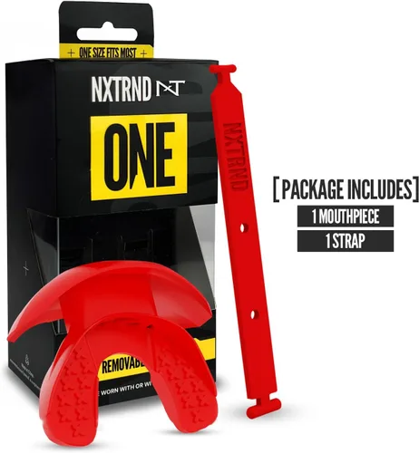 Vista 19 de Nxtrnd One Protector Bucal de Fútbol Americano, Correa Incluida, Se Adapta a Adultos y Jóvenes (Negro)