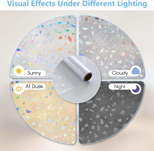 Vista 15 de LEMON CLOUD Película decorativa para ventana, película de privacidad para vidrieras, esmerilado estático para puerta de vidrio y hogar, diseño