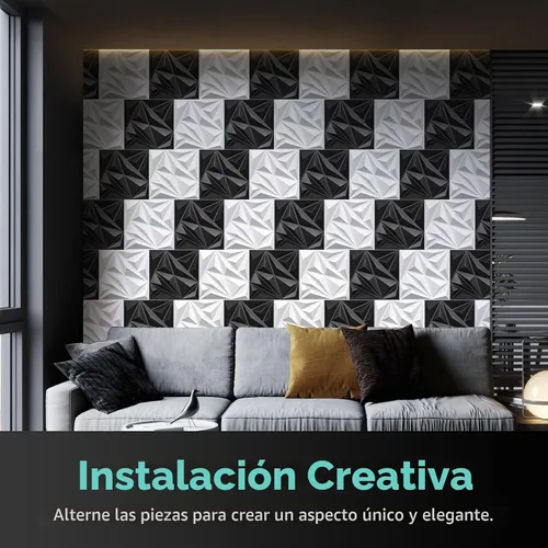 Vista 7 de STICKGOO Paneles de pared 3D para decoración de pared interior, paneles de acento de pared de diseño de diamante en oro champán, 30.5 x 30.5 cm