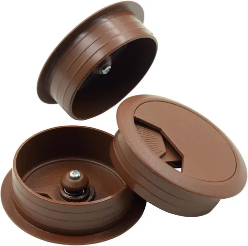 Vista 3 de Biaungdo Organizador de cables de alambre de plástico con ojales para escritorio, 2 "x 2", marrón (paquete de 5)