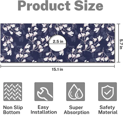 Vista 2 de Alfombrilla protectora contra salpicaduras para fregadero de cocina, 2 unidades, bandeja de recogedor de goteo con mango de grifo de flores