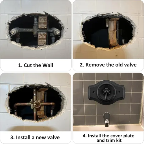 Vista 5 de Renovation - Placa de ducha para actualizaciones de ducha de 2 o 3 manijas a 1 mango, negro mate