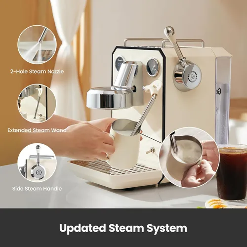 Vista 8 de Gemilai Paquete de máquina de café expreso y molinillo de café eléctrico para capuchino, café con leche