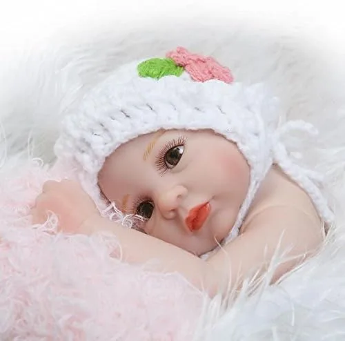 Vista 3 de Funny House Muñeca recién nacida de 10 pulgadas/10.2 in de silicona completa de vinilo suave de aspecto real, muñecas de bebé recién nacidas, muñeca