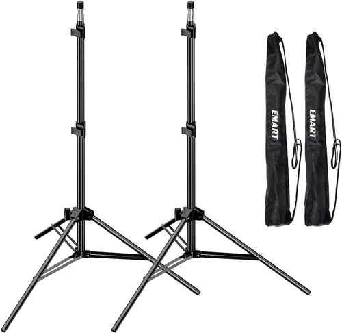 EMART Soporte de luz de 7 pies para fotografía, soporte de trípode portátil para fotos y video, paquete de 2 soportes de iluminación con funda de