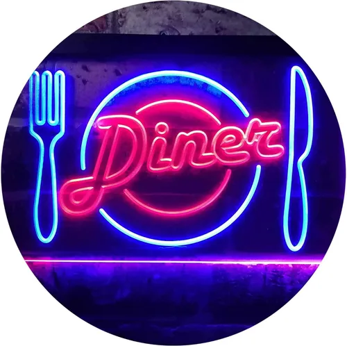 ADVPRO Letrero de neón LED de doble color para restaurante, cuchillo de restaurante, color azul y rojo, 12 x 8.5 pulgadas st6s32-i3240-br