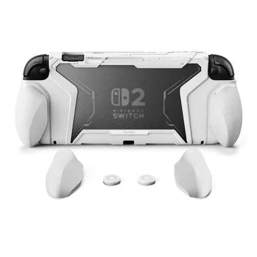 Vista 12 de playvital for Switch 2 Beyond-Grip Protective Case, Interchangeable FPS/Omni Ergonomic Grips + Military-Grade Drop Dockable Cover + 2 Joystick Caps