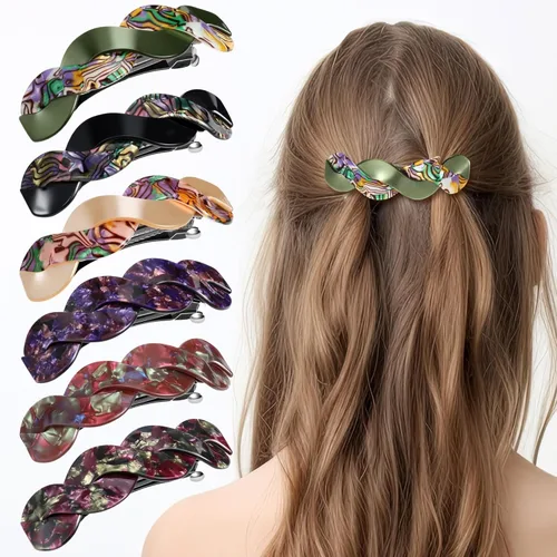 Vista 16 de WILLBOND 6 Piezas Pasadores de Cabello para Mujeres Pasadores Grandes para Cabello Clips Franceses Prendedor Broche Retro para Regalos de Mamá Oscuro