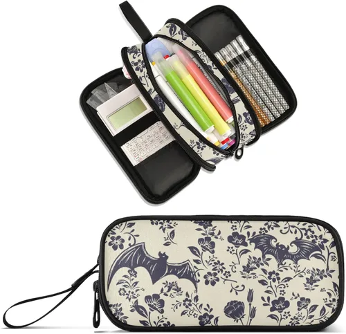 Vista 23 de Estuche de lápices de gran capacidad con estampado de vaca, estuche para lápices de oficina, escuela, bolsa de almacenamiento grande