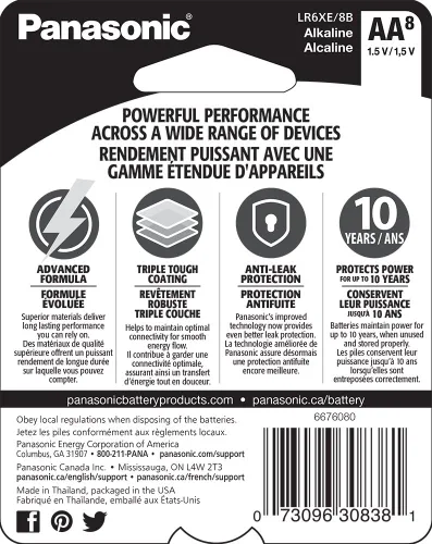 Vista 2 de Panasonic Energy Corporation LR6XE/8B Platinum Power AA - Pilas alcalinas (8 unidades)