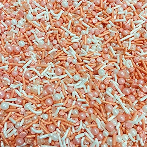 Vista 3 de COOL MOM SPRINKLES Gránulos dorados de melocotón (4 onzas) – Gránulos temáticos elegantes para decorar pasteles de cumpleaños, cupcakes, galletas