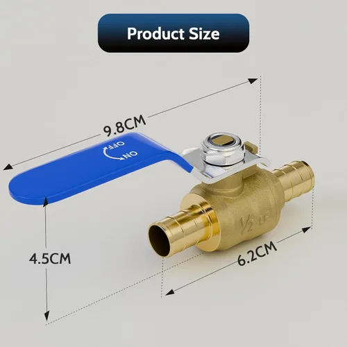 Vista 7 de Vintex Paquete de 4 válvulas de bola Pex de 1/2 pulgada Pex X 1/2 pulgadas, válvula de cierre Pex de 1/2 pulgada Pex de 1/2 pulgada, latón macizo