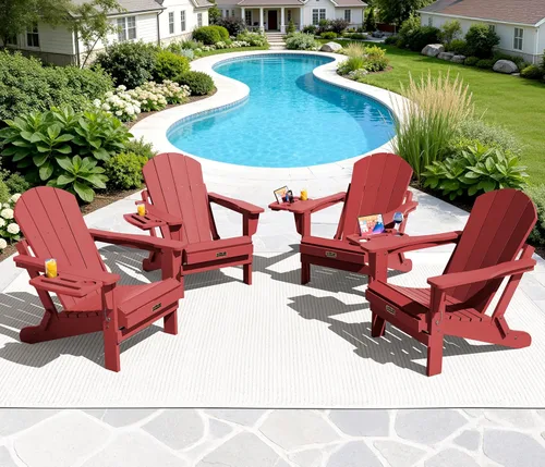 Vista 55 de SERWALL - Silla plegable Adirondack para patio, jardín, exterior, resistente a la intemperie, sillas para hoguera, color naranja
