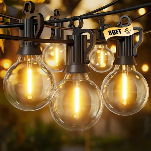 Vista 17 de Brightown - Cadena de luces LED para exteriores de 55 pies / 16.76 metros, tipo globo G40, luces de patio con 52 bombillas LED irrompibles