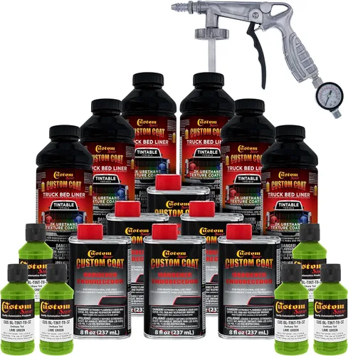 Vista 35 de Custom - Kit de revestimiento de uretano negro de 0.875 galones con pistola de aerosol con regulador
