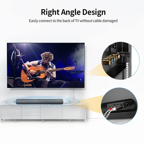 Vista 5 de CableCreation Cable de audio de 3,5 mm a RCA, ángulo de 3,5 mm macho a 2RCA macho estéreo auxiliar audio divisor en Y chapado en oro para teléfonos