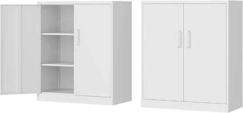 Fesbos Armario de almacenamiento de metal, archivador de acero de 36 pulgadas de alto con puertas con cerradura y estantes ajustables, gabinete de