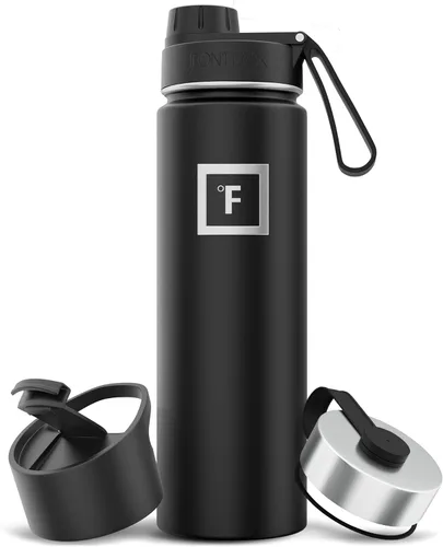 Vista 17 de IRON °FLASK - Botella deportiva de 14, 18, 22, 32, 40, 64 o 128 onzas, 3 tapas (boquilla), acero inoxidable aislado al vacío, doble pared moderna
