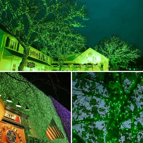 Vista 3 de Paquete de 2 480 luces LED solares de Navidad para exteriores, 170 pies de largo, luces solares súper largas para exteriores con 8 modos y función