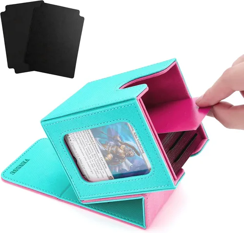 Vista 9 de Venssu MTG Caja de Mazo con Pantalla de Commander, Estuche de Mazo de Cartas Angel que Cabe 100 Cartas con Doble Funda, Caja de Almacenamiento