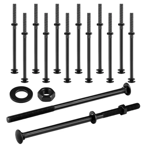 Vista 11 de Zonon Juego de 12 pernos de carro de 1/2 x 4 pulgadas, negro galvanizado, incluye arandelas resistentes a la corrosión y tuercas para accesorios
