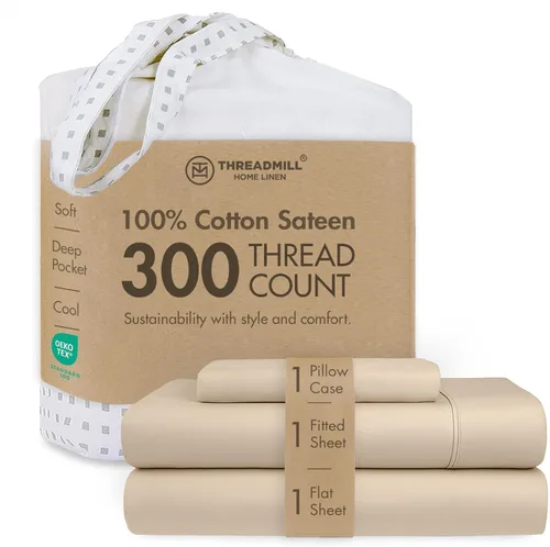 Vista 59 de Threadmill Juego de sábanas de algodón Twin Sábanas 100% algodón para cama tamaño Twin Juego de sábanas de satén jacquard damasco con bolsillo