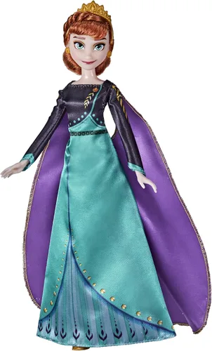 Disney Frozen 2 Queen Anna Fashion Muñeca, vestido, zapatos y pelo largo rojo, juguete para niños de 3 años en adelante