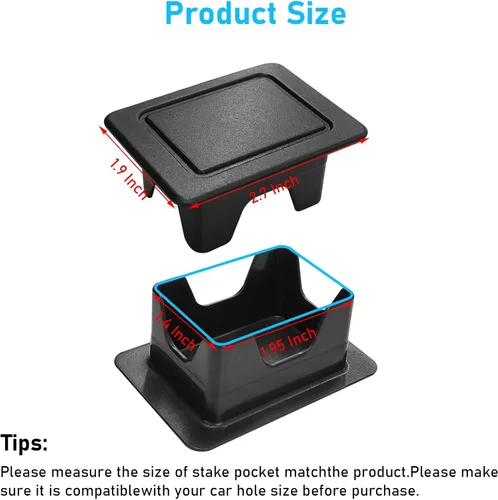 Vista 5 de Moonlinks Fundas de bolsillo para estacas de riel de cama Compatibles con Dodge Ram 1500 2500 3500 2009-2018, Tapones de orificios de estaca