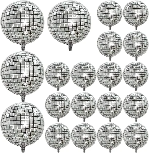 Vista 16 de FBQ Kit de arco de globos de discoteca 4D, globos de aluminio de disco de los años 70, 80, 90, fiesta de discoteca, aniversario, decoración