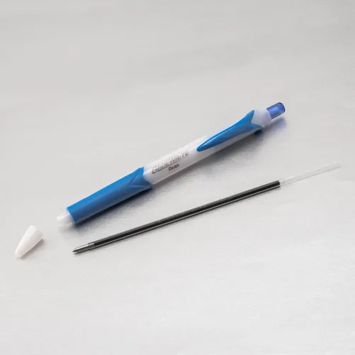 Vista 5 de Bolígrafo Pentel GlideWrite con tinta TechniFlo, (1.0mm) trazo medio, tinta azul claro, caja de 12 (BX910-S1)
