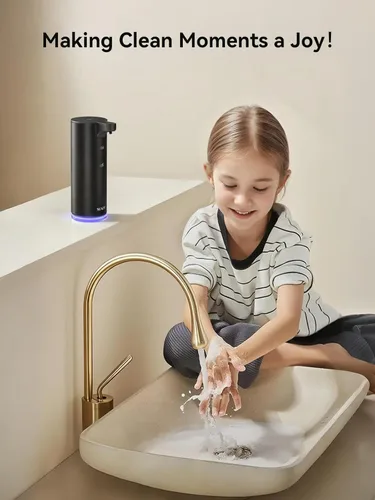 Vista 8 de SUNLY Dispensador automático de jabón de espuma, sensor rápido de 0.2 segundos, recargable USB-C, acero inoxidable resistente a las manchas