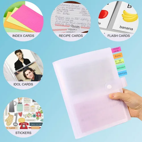 Vista 5 de BetterJonny Organizador de tarjetas de índice de 3 x 5, tarjetas de índice, soporte de plástico transparente, organizador de libros, soporte