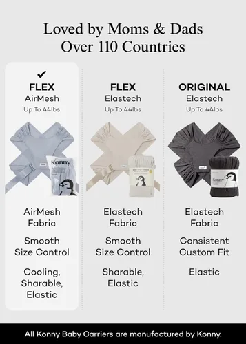 Vista 7 de Portabebés Konny Flex AirMesh con Soporte para la Cabeza - Canguro Ajustable, Fácil de Usar, Sin Manos, Fular Transpirable para Bebé, Perfecto