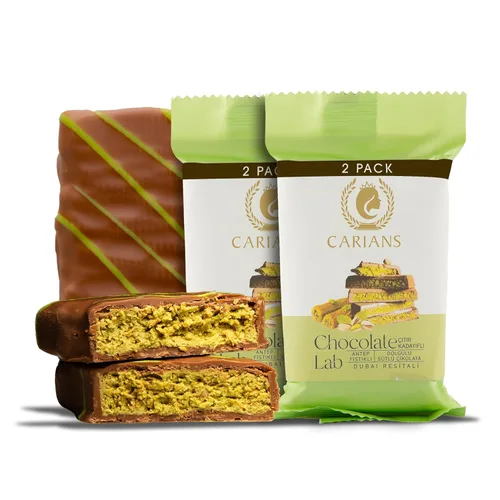 Vista 14 de Barra de Chocolate CARIAN'S Dubai con Pistacho, Chocolate de Lujo con Kunafa Crujiente, Ideal para Regalos, Aniversarios, Acción de Gracias, Navidad