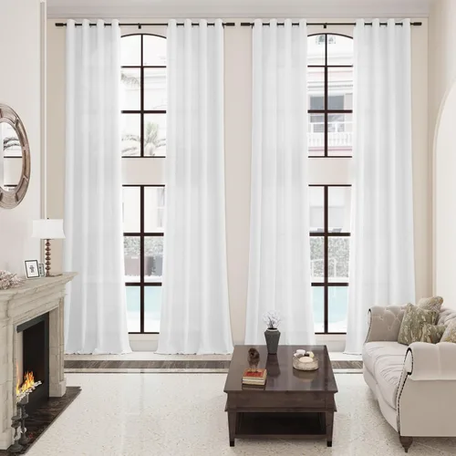 Vista 81 de Aersas Cortinas de lino negro para dormitorio de 63 pulgadas de largo, 2 paneles de privacidad, eficiencia energética, semitransparentes, cortinas
