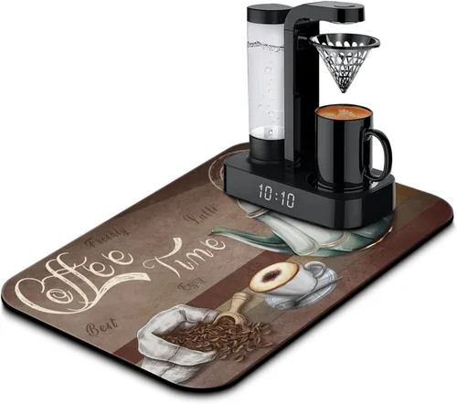 Vista 49 de Tapete de barra de café para encimeras 19inx12in, absorbente para ocultar las manchas, antideslizante, accesorios para bar de cafetería, cabe debajo