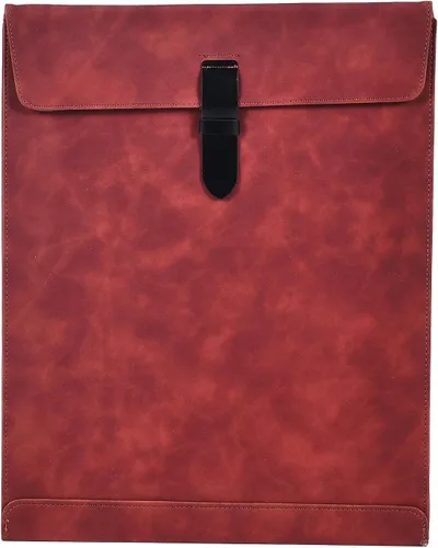 Vista 7 de Carpeta de archivos de piel sintética marrón para documentos, carpeta de documentos importantes con lazo de cuerda, funda para portátil estuche