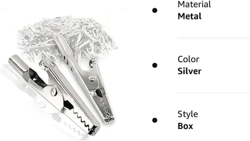 Vista 6 de 25 abrazaderas de resorte de clip de cocodrilo de metal de 2.008 in, línea de prueba, clip de cocodrilo, pinzas de cocodrilo plateadas, abrazaderas