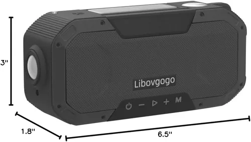 Vista 9 de Radio de emergencia Altavoz Bluetooth impermeable, radio FM portátil con linterna, lámpara de lectura, radio meteorológica NOAA con panel solar