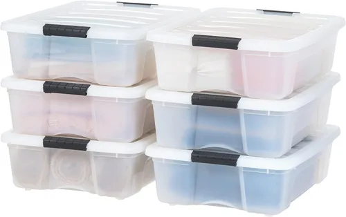 Vista 13 de IRIS USA - Contenedores de almacenamiento de plástico apilables de 40 cuartos de galón con tapas, paquete de 6 unidades, sin BPA, fabricados