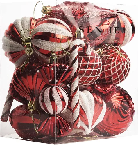 Vista 11 de Adornos de Bola de Navidad Irrompibles de Plástico para Árbol, 24 Piezas con Estilos de Formas Variadas, Decoración Navideña de Vacaciones, Azul
