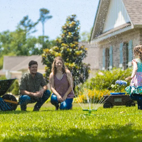 Vista 10 de AMES - Aspersor giratorio giratorio con 3 brazos, 360 grados, riego ajustable para césped o jardín, cobertura de área de rociado grande, fácil