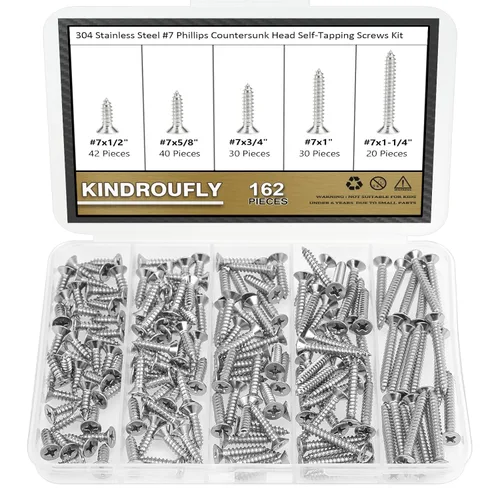 Vista 12 de 242 tornillos autorroscantes Phillips de cabeza avellanada Phillips #2 x 1/4 pulgadas, 3/8 pulgadas, 1/2 pulgadas, 5/8 pulgadas, 3/4 pulgadas, kit