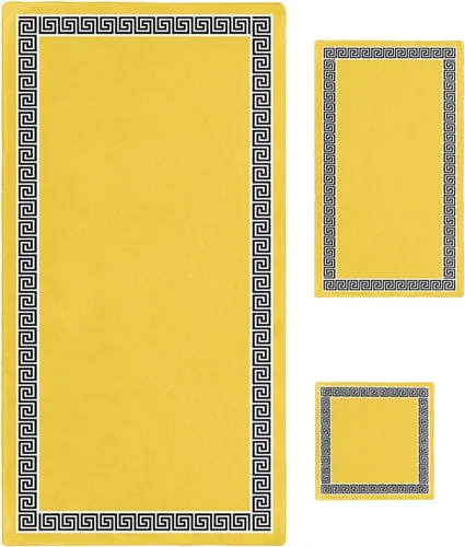 Yellow Black Bath Towels for Bathroom Set - Luxury Towels Gifts for Women,Quick Dry Beach Kitchen Hand Hair Face Yoga Workout Gym Towel and Dish