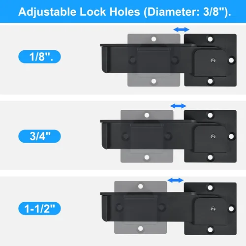 Vista 4 de GreaTalent Cerradura de puerta abatible de 7.5 pulgadas con agujero para candado, pestillo de puerta ajustable de aleación de aluminio resistente